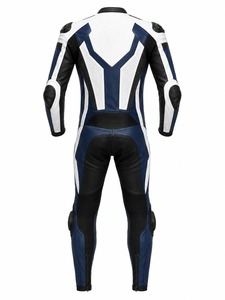 Traje de Motociclismo de Cuero de Manga Larga para Hombre NASWEAR, Azul, Blanco y Negro, Transpirable, Diseño con Bloques de Color, para Motocicleta - Product Image 2