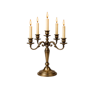 Ensemble de 2 bougeoirs nordiques en or brossé avec nœud, supports de bougies coniques en métal, centre de table moderne avec ruban - Product Image 3
