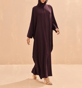 Abaya Saudí Tradicional Islámica de Alta Calidad para Mujer, Diseño Dubai, Primavera, Poliéster Transpirable, Largo hasta el Tobillo, Corte Musulmán - Product Image 4