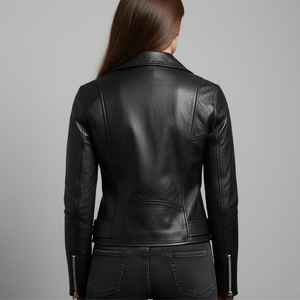 Veste en cuir véritable pour femme, idéale pour l'hiver, toucher doux, coupe ajustée, parfaite pour les tenues de tous les jours et le style streetwear. - Product Image 2