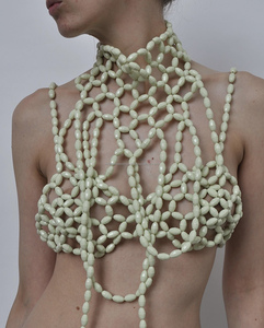 Top Halter de perlas sin espalda para fiestas de Club Sujetador de perlas elegante con collar y ropa interior de mujer - Product Image 1