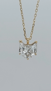 Pendentif en diamant taille princesse, or massif 18 carats, serti griffe, collier classique pour femme, forme géométrique, bijoux de fiançailles - Product Image 3