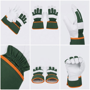 Gants de travail en cuir de vachette grainé industriel, avec dos perforé, doublure intérieure en tissu coton et polaire, pour la construction - Product Image 2