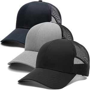 หมวกแก๊ปทรง Trucker 6 แผง แบบ Unisex สีพื้น ผ้าตาข่าย ปรับขนาดได้ สไตล์ลำลอง สำหรับผู้ใหญ่ ใส่ได้ทั้งฤดูใบไม้ผลิและฤดูร้อน สีดำ กรมท่า เทา - Product Image 1