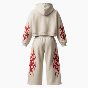 Conjunto de Sudadera con Capucha y Pantalones Deportivos Extra Grandes para Hombre, Diseño de Llama Roja, Ropa Deportiva Informal de Invierno, 100% Algodón - Product Image 6