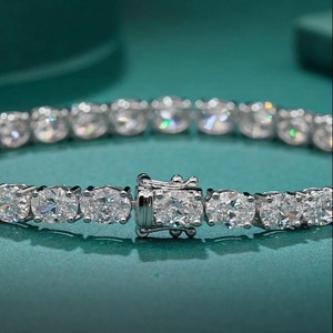 Pulsera de tenis de plata 925 para mujer, con diamantes de talla brillante redonda, estilo clásico para boda, cadena cubana y pulsera de tenis - Product Image 1