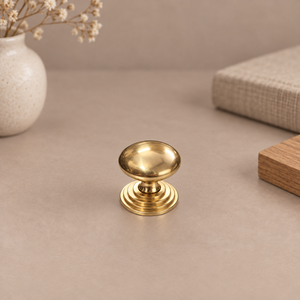 SHUBHAM Solid Brass Gold Cabinet <strong>Knob</strong> Round Decorative Drawer Pull Handle for Furniture, Wardrobe &amp; Kitchen Cabinet - Product Image 1
