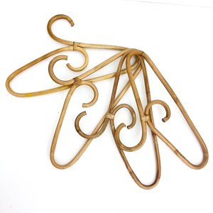 Closet accessory top quality sustainable cane wood hangers lowest price rattan <b>clothes</b> hanger - Product Image 2