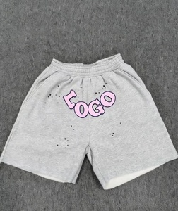 Shorts décontractés vintage pour hommes grande taille, en coton épais délavé à l'acide, avec logo personnalisé, style tendance pour l'été - Product Image 6