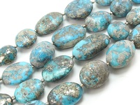 Perles de pierre naturelle turquoise lisse ovale pour la fabrication de bijoux, 10-25mm, fournitures en gros, brin de 8 pouces, tiers