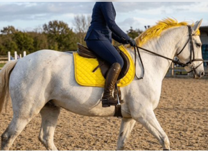 Square Quilted Horse Saddle Pad | Breathable Equestrian Saddle Cloth with Faux <b>Fur</b> Trim | Horse Riding Equipment Wholesale - Product Image 3