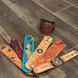 Pulsera de Cuero Trenzado Hecho a Mano, Brazalete con Botón a Presión, Joyería de Cuero de Vaca Unisex - Product Image 6