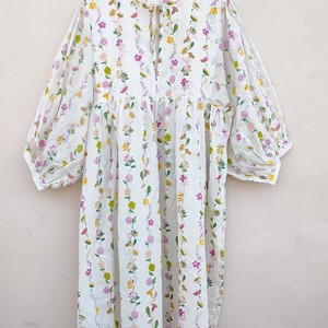 Robe longue en coton faite à la main 100% respirante à rayures, manches longues, col en V, style bohème, décontractée, pour femme, nouvelle collection été 2026 - Product Image 2