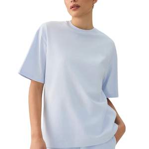 Camiseta de Algodón Extra Grande para Mujer, con Logotipo Personalizado, Corte Holgado Informal, Lisa, sin Estampado, OEM, ODM, Venta al Por Mayor, Moda de Verano - Product Image 1