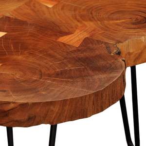 Petite table basse en bois d'acacia massif brun avec design élégant en fer thermolaqué - Product Image 4