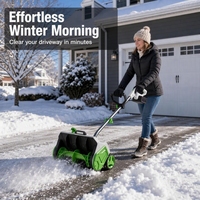 Souffleuse à neige électrique sans fil 40V, 16 pouces (400 mm), moteur sans balais, portée de 6 m pour allée de maison et trottoir