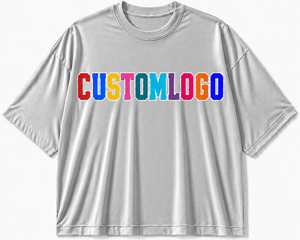T-shirt gris à manches courtes pour homme avec logo personnalisé, 100 % coton jersey, col rond, impression numérique, motif lettres sur le devant, coupe décontractée oversize - Product Image 1