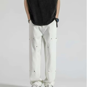 Nuevos pantalones vaqueros de mezclilla con corte de bota y efecto apilado para hombre, estilo urbano, ajustados, lavados, formales de verano - Product Image 5