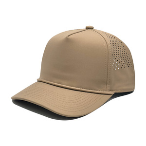 ODM OEM Custom Khaki Sporty Cap Adjustable Laser Cut 5-Panel Golf <b>Hat</b> Structured Rope Cap High Crown Baseball Cap Outdoor - Product Image 3