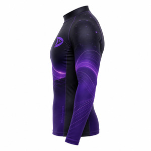 Wholesale Raised Rubber Print Breathable 220g Polyester/Nylon Unisex Adult Full Sleeve Jiu Jitsu MMA BJJ Rash Guard - Product Image 3