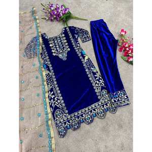 Conjunto de Traje de Fiesta para Mujer de Diseñador con Top-Dupatta y Pantalón Elegante Top-Dupatta y Pantalón para Mujer - Product Image 5