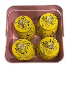 Panier de rangement rectangulaire rose avec poignée, 4 pots jaunes, motif vache mignon pour l'organisation de la cuisine - Product Image 2