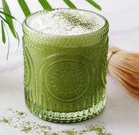 Verres à boire rétro en forme d'arche, floraux, verts, faits à la main, écologiques, verrerie vintage perlée, verres texturés pour eau et cocktails, pour les fêtes