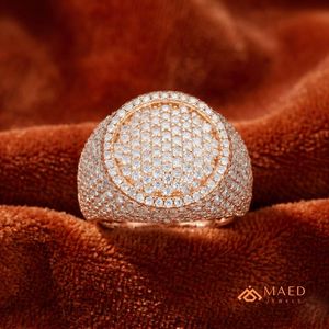 Mens Rose Gold Tone Moissanite Diamond Round <b>Ring</b> Hip Hop Statement Jewelry <b>Ring</b> for Men Daily Wear - Product Image 3