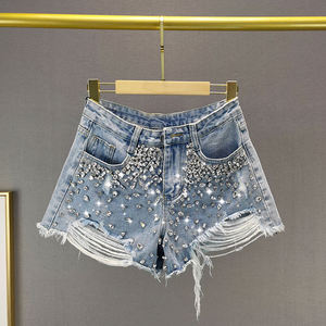 High Quality Cotton Comfortable Wear OEM Manufacturer Women's Plus Size Hot Fashion Versatile High <b>Stretch</b> Slim-fit <b>Denim</b> Shorts - Product Image 4