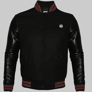 Chaquetas Varsity de Invierno para Hombre, Color Negro Personalizado, Nuevas, de Lona, Impermeables, Resistentes al Viento, Transpirables, Reversibles, 100% Lana, Estilo Vintage - Product Image 1