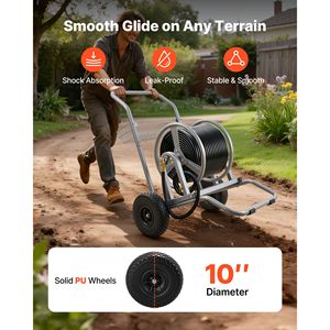 Carrello per Tubo da Giardino ad Alta Pressione 200/300ft, Tubo in PVC a Rete da 16mm Maniglia per carichi pesanti a due ruote - Product Image 5