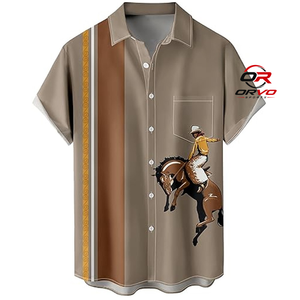 เสื้อเชิ้ตฮาวาย ORVO Sports สำหรับผู้ชาย ผ้าถักโพลีเอสเตอร์ 100% น้ำหนัก 140 กรัม แขนสั้น ปกคอพับ ลายพิมพ์นกแก้ว สวมใส่สบายๆ สำหรับฤดูร้อนและชายหาด - Product Image 1