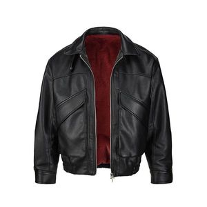 Hot Selling Warm Windproof American High Street Design Loose Fit Casual Leather <b>Jacket</b> for Men - Product Image 1