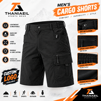 Shorts cargo pour homme, noirs, multi-poches, séchage rapide, tissu Oxford, taille mi-haute, fermeture boutonnée, shorts décontractés de style Bermuda