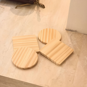 Custom <b>Pine</b> Wood Coasters Set Round and Square, Splinter-Free Heat-Resistant Cup Mats for Tea Mugs, <b>Coffee</b> <b>Table</b> Protection - Product Image 2