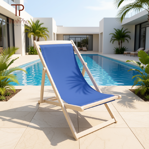 Chaise de plage pliante moderne ThinhPhu, structure en plastique, tissu Oxford, chaise longue d'extérieur, style côtier, salon de villa - Product Image 3