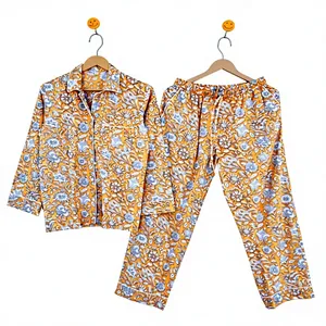 Conjunto de Pijama para Mujer, 100% Algodón, Estampado Geométrico, Manga Larga, Cuello Camisero, Pantalón Largo, Ropa de Dormir Suave e Informal - Product Image 6