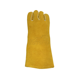 Heat Resistance Welding Gloves Yellow Red <b>Cow</b> Split Leather Anti Cut Protective Industrial Custom Heavy Duty Safety Gloves - Product Image 2