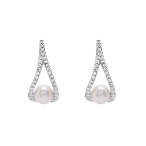 Pendientes de Perlas Naturales Blancas de 6 MM, Plata de Ley 925 Sólida, Chapado Múltiple, Tamaño 17x10x10 MM, Joyería Fina para Regalo - Product Image 1
