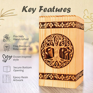 Personalized Memorial Wooden Urn Box Wooden Cremation Urn for Human Remains Walnut Wooden Funeral Urn Wholesale by AYAANS - Product Image 3