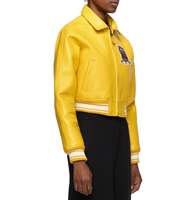 Vestes en cuir Avirex pour femmes, vestes en cuir jaunes, cuir de qualité supérieure, coupe courte sexy, dernières vestes en cuir Avirex pour femmes pour l'hiver