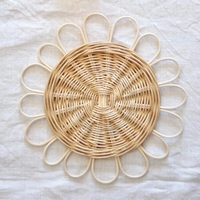 Sets de table ronds en rotin tressé à la main, sous-verres, assiettes de présentation pour événements de mariage, vaisselle, décoration de table à manger