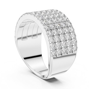 Anillo de banda ancha con diamantes cultivados en laboratorio, 2.13 CT, 5 filas, estilo eternidad, regalo para aniversario, boda, fiesta, certificado IGI, oro macizo de 18K, 14K, 10K - Product Image 2