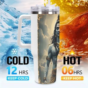 Stainless Steel Tumbler 40oz Insulated Travel <b>Mug</b> With Handle For Adults - Product Image 6