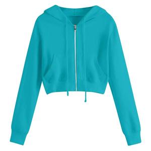 Sudadera Deportiva Corta para Niñas, Informal, de Manga Larga, con Cierre, Mezcla de Algodón, Suave, Transpirable y Cómoda, a la Moda - Product Image 5