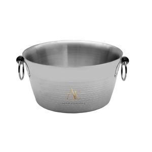 Double Wall Hammered Stainless Steel <b>Ice</b> Bucket With Drop Ring Handles Luxury Party Champagne Wine Beverage Tub For Serving - Product Image 1