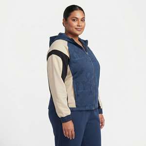 Plus Size Women's Hooded <b>Zip</b>-<b>Up</b> <b>Jacket</b> Color Blocked Print Full Sleeve Hooded <b>Jacket</b> Women Winter Wear Knitted Fleece <b>Zip</b> Hoodie - Product Image 3