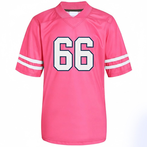 Ventes en gros de maillots de football américain pour adultes, rose et blanc, personnalisables, manches courtes, 100% polyester, unisexe - Product Image 2
