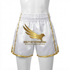 Short de boxe en tissu brillant sublimé, prix usine pour achat en gros, pour entraînement sportif et Muay Thai - Product Image 2
