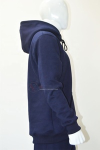 เสื้อฮู้ดซิปโอเวอร์ไซส์สีน้ำเงินกรมท่าสำหรับผู้ชาย 450 GSM ผ้าฝ้ายฟลีซหนานุ่ม 100% มีกระเป๋าหน้า ปักโลโก้แบบตรงรุ่น ทรงปกติ - Product Image 2